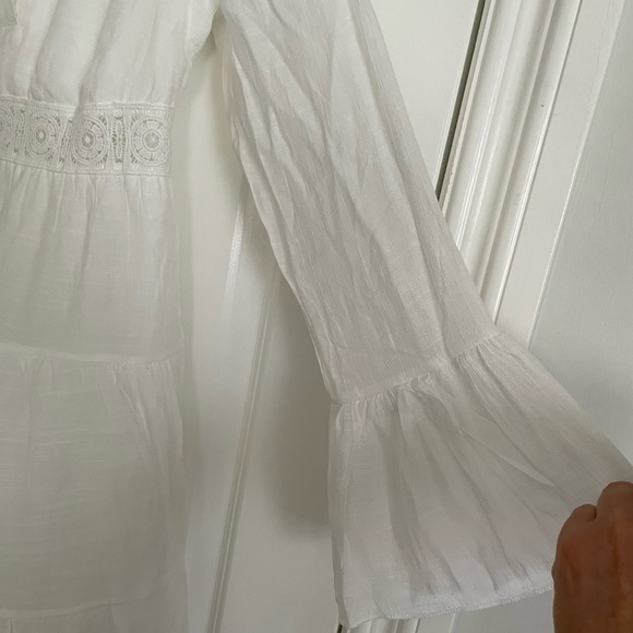 New White Embroidered Peasant Beach Summer Dress Size Small - Picture 4 of 8